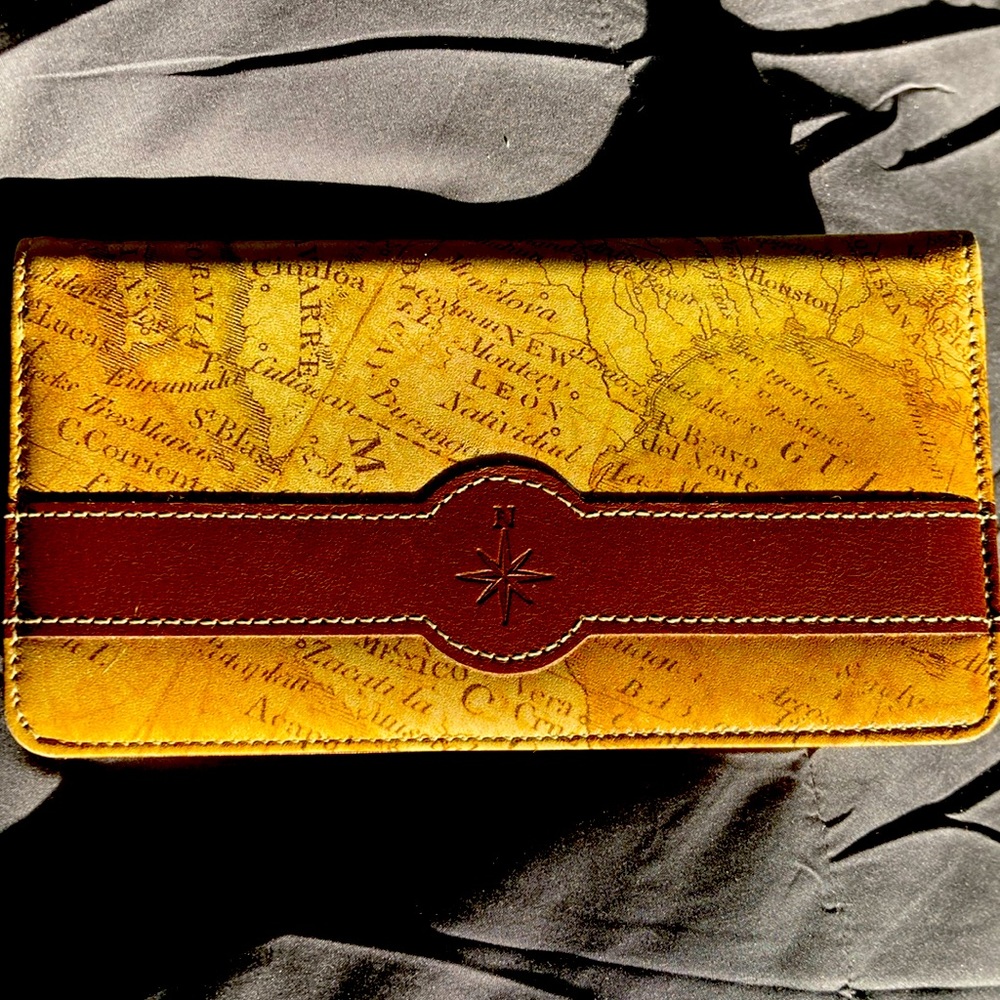 Wallet Leather compass/ map printed designs.Leather interior, magnetic c…